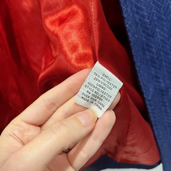 Vintage Anthropologie Tulle A Line Jacket Navy Blue Chevron - Picture 7 of 9